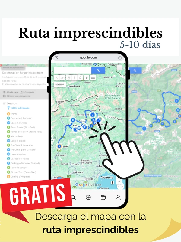 Mapa ruta dolomitas autocaravana